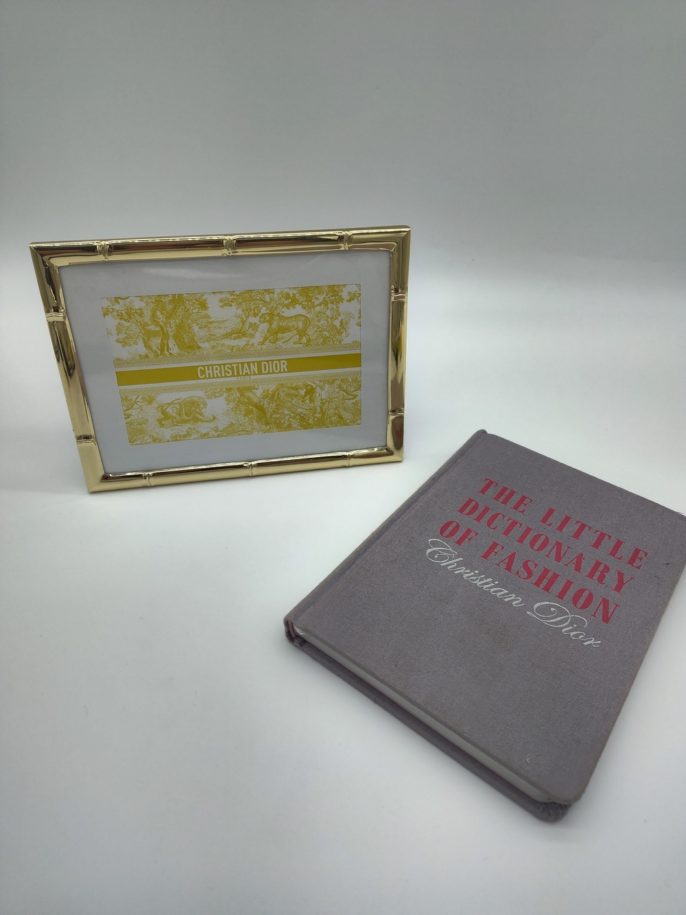 CHRISTIAN DIOR Home Décor Set Fashion Book Gold Bamboo Frame Paris Luxury